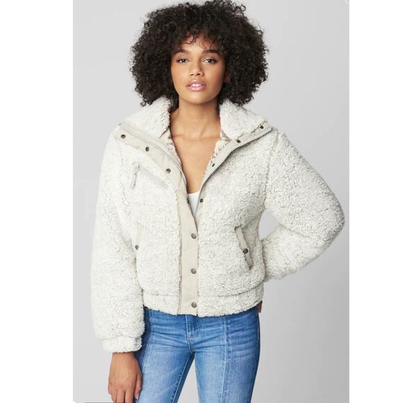 Blank NYC Angel Eyes Jacket Womens Small Zip Up Button Shearling Coat Gray New - Picture 1 of 13